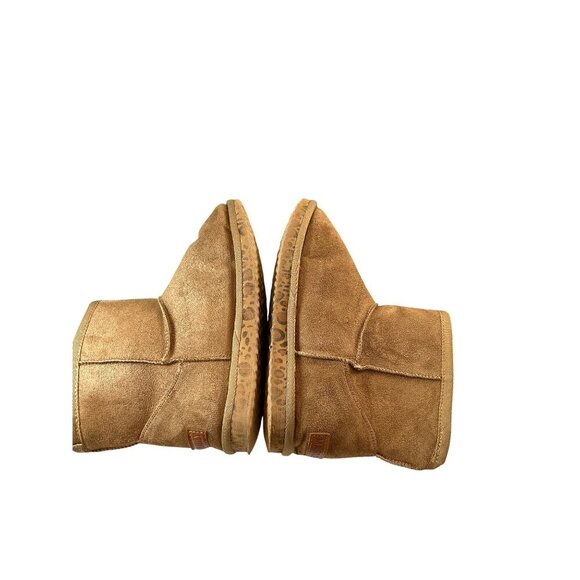 Marley Lilly Girls Boots Pull-on Suede Like Tan Animal Print Size 3 - Picture 3 of 7